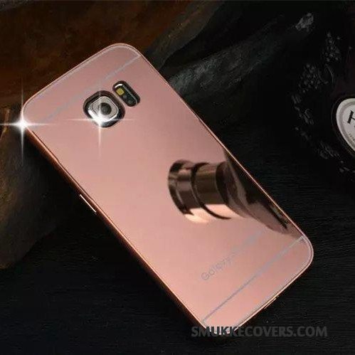 Etui Samsung Galaxy S6 Edge Tasker Telefonramme, Cover Samsung Galaxy S6 Edge Metal Bagdæksel Spejl
