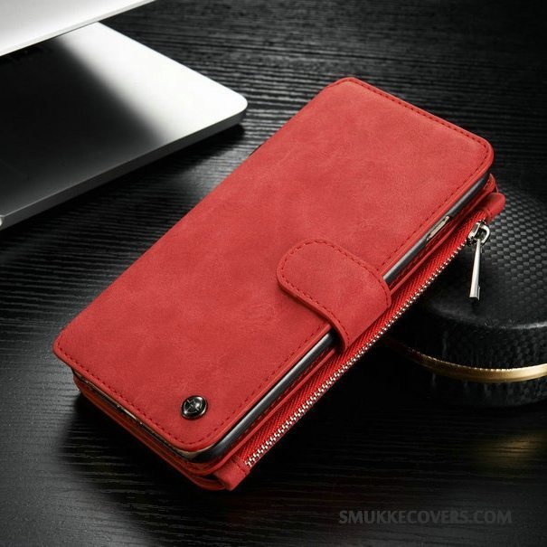 Etui Samsung Galaxy S6 Edge Tegnebog Rød, Cover Samsung Galaxy S6 Edge Læder