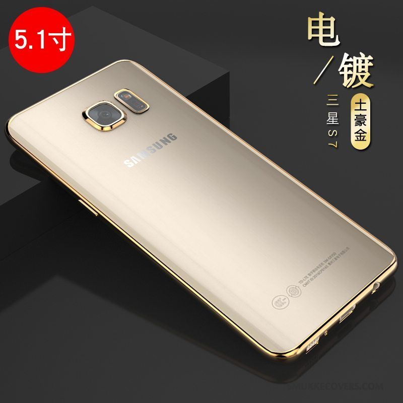 Etui Samsung Galaxy S7 Blød Anti-fald Guld, Cover Samsung Galaxy S7 Silikone Telefontynd