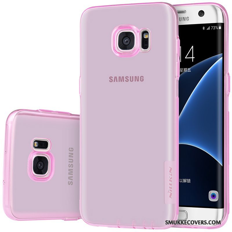 Etui Samsung Galaxy S7 Edge Beskyttelse Guld Lyserød, Cover Samsung Galaxy S7 Edge Blød Gennemsigtig