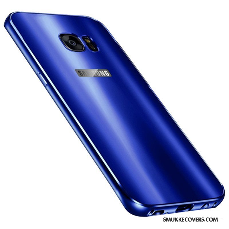 Etui Samsung Galaxy S7 Edge Metal Anti-fald Ramme, Cover Samsung Galaxy S7 Edge Beskyttelse Telefonblå