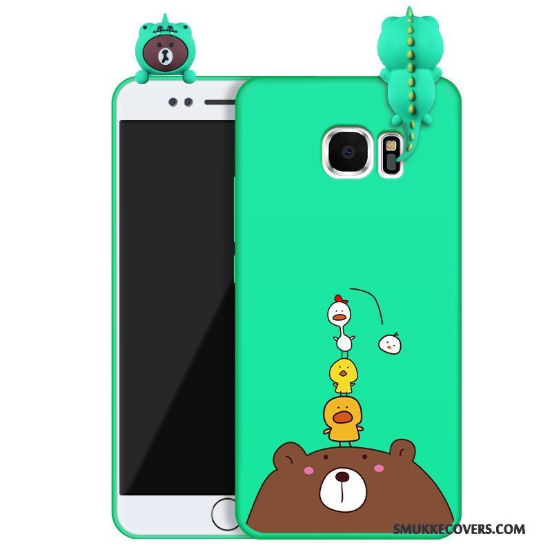 Etui Samsung Galaxy S7 Edge Silikone Telefonanti-fald, Cover Samsung Galaxy S7 Edge Cartoon Grøn