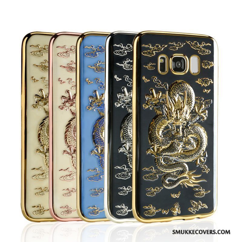 Etui Samsung Galaxy S7 Edge Silikone Telefonsort, Cover Samsung Galaxy S7 Edge Blød Guld Dragon