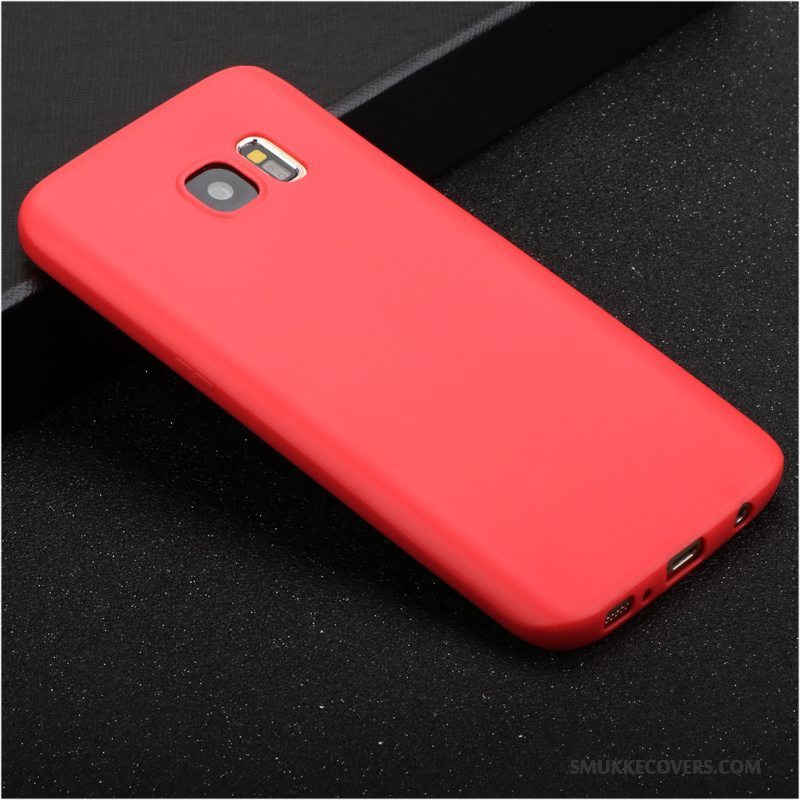 Etui Samsung Galaxy S7 Edge Silikone Trend Tynd, Cover Samsung Galaxy S7 Edge Tasker Nubuck Rød