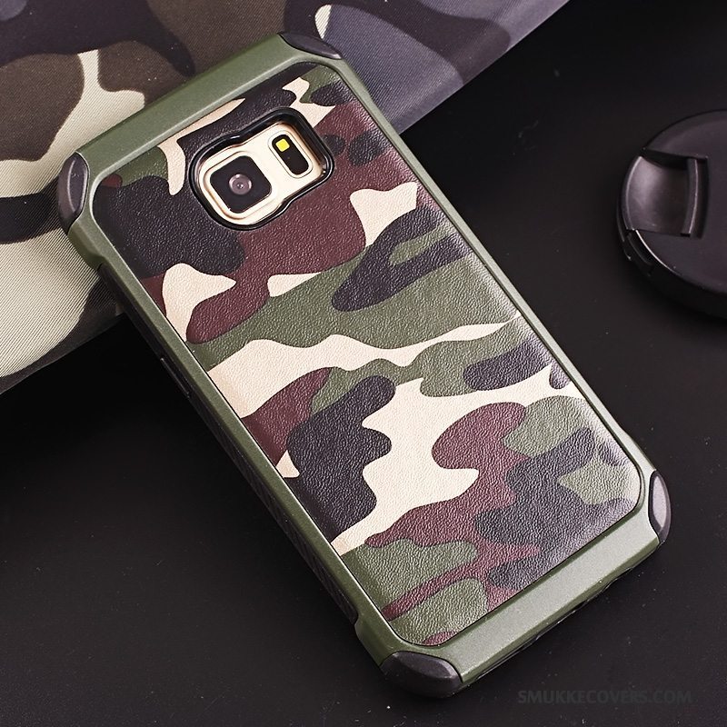 Etui Samsung Galaxy S7 Edge Support Grøn Telefon, Cover Samsung Galaxy S7 Edge Silikone Camouflage Anti-fald