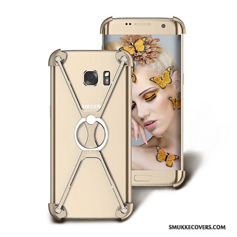 Etui Samsung Galaxy S7 Kreativ Guld Telefon, Cover Samsung Galaxy S7 Metal Af Personlighed Ring