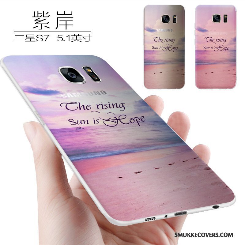 Etui Samsung Galaxy S7 Kreativ Telefontrend, Cover Samsung Galaxy S7 Silikone Nubuck Lilla