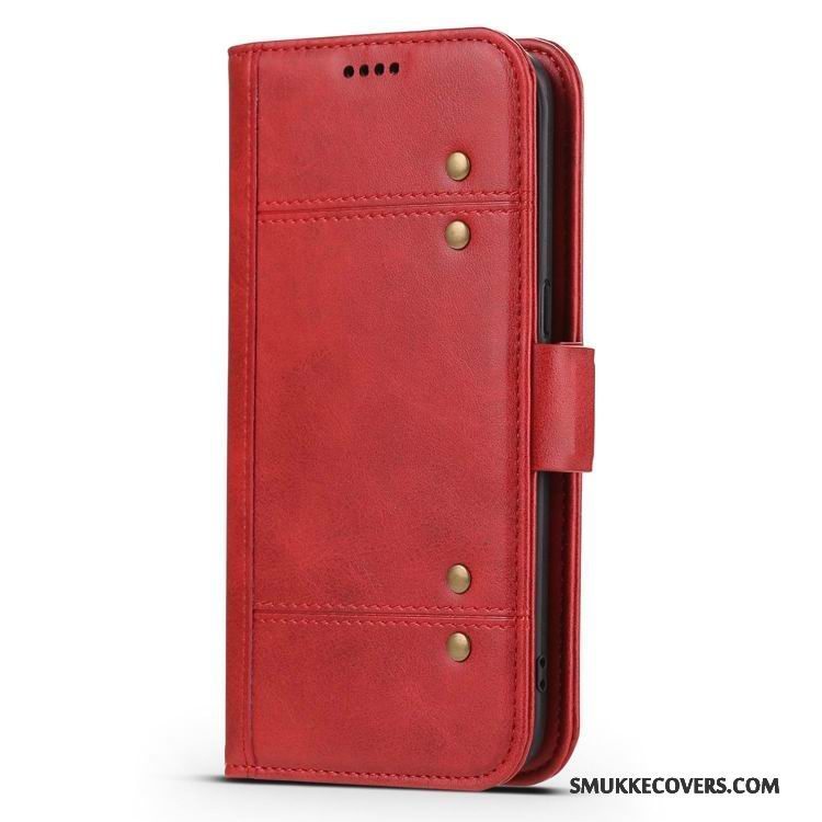 Etui Samsung Galaxy S7 Læder Anti-fald Kort, Cover Samsung Galaxy S7 Folio Ensartet Vinrød