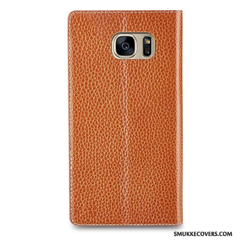 Etui Samsung Galaxy S7 Læder Anti-fald Telefon, Cover Samsung Galaxy S7 Beskyttelse Gul Tynd