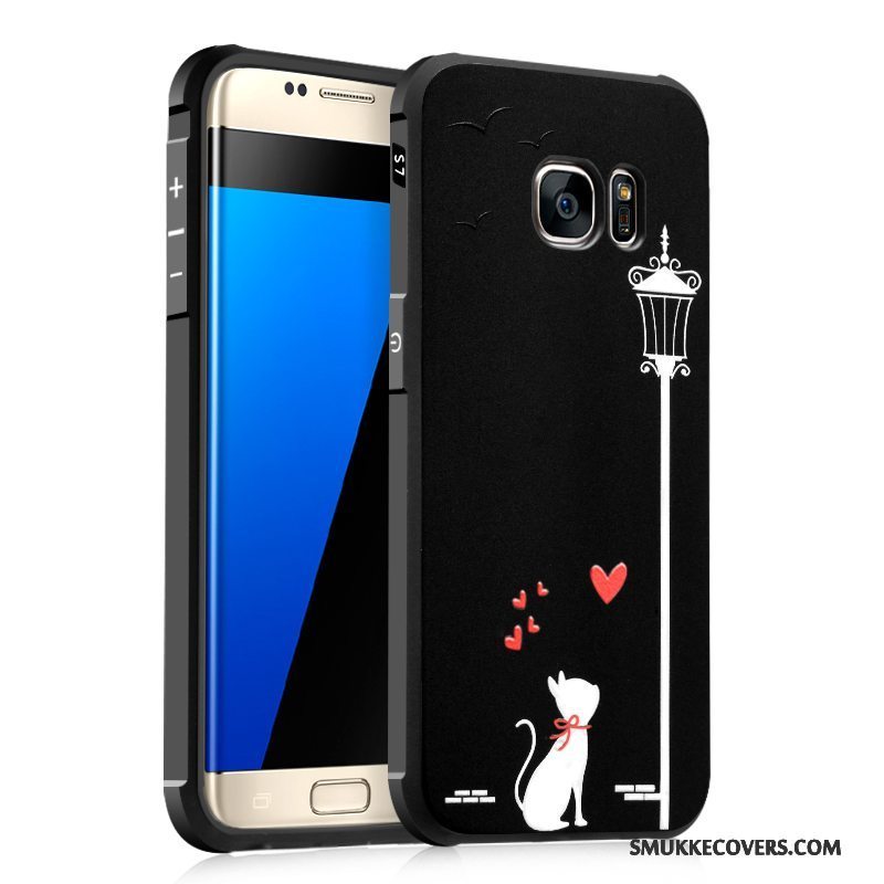 Etui Samsung Galaxy S7 Silikone Nubuck Anti-fald, Cover Samsung Galaxy S7 Beskyttelse Sort Telefon