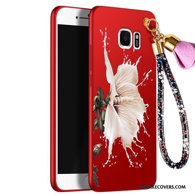 Etui Samsung Galaxy S7 Silikone Nubuck Telefon, Cover Samsung Galaxy S7 Tasker Anti-fald Rød