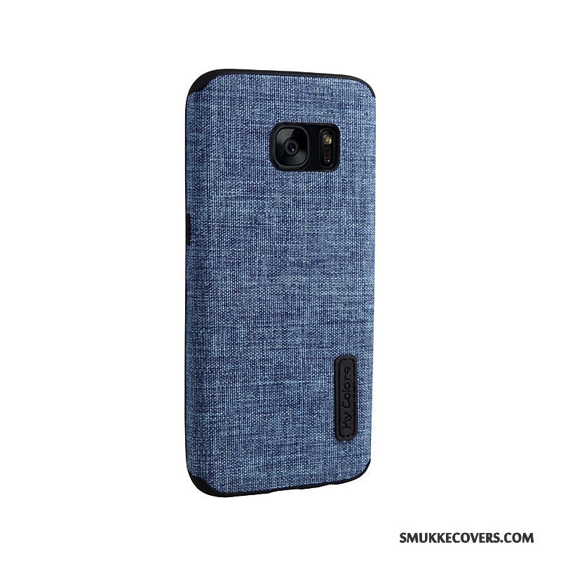 Etui Samsung Galaxy S7 Tasker Mørkeblå Klud, Cover Samsung Galaxy S7 Blød Anti-fald Telefon