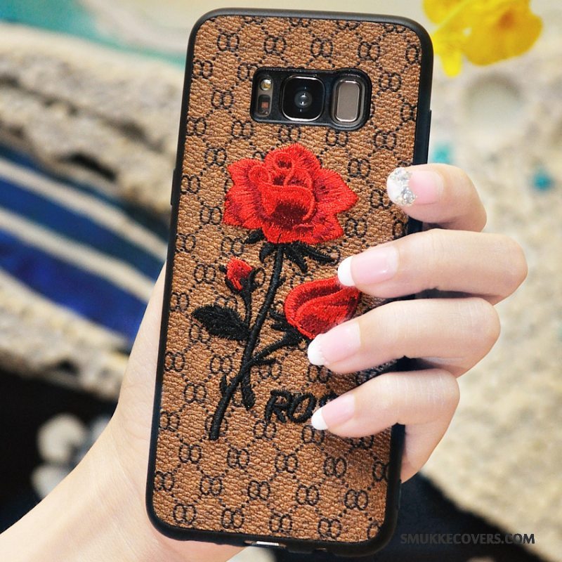 Etui Samsung Galaxy S8 Beskyttelse Broderi Rose, Cover Samsung Galaxy S8 Læder Telefonblomster