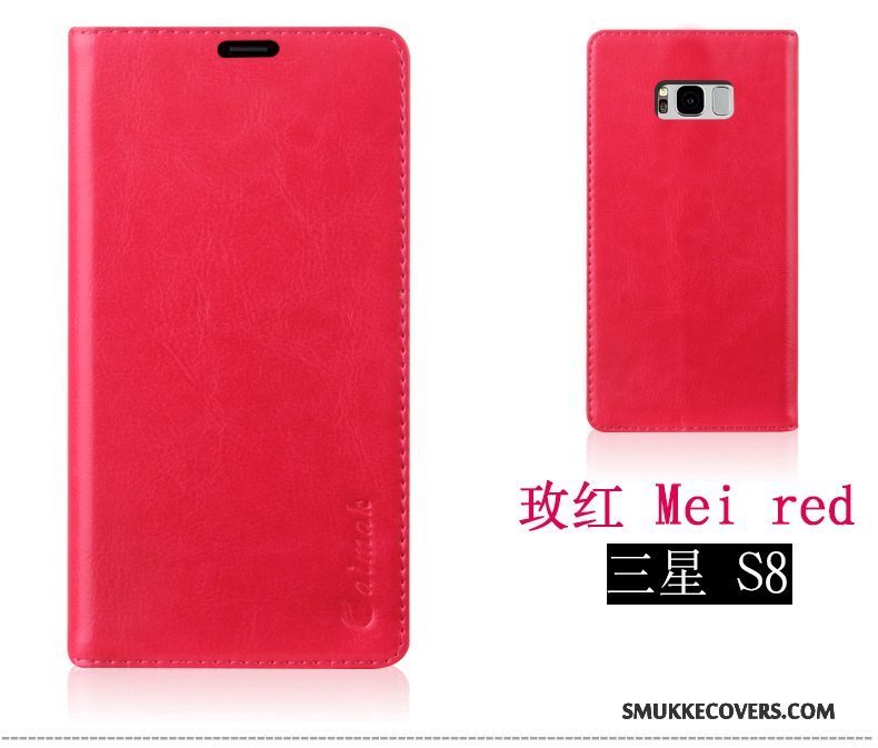 Etui Samsung Galaxy S8 Folio Trend Telefon, Cover Samsung Galaxy S8 Blød Anti-fald Rød