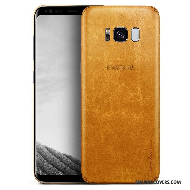 Etui Samsung Galaxy S8 Læder Gul Orange, Cover Samsung Galaxy S8 Beskyttelse Tynd Telefon