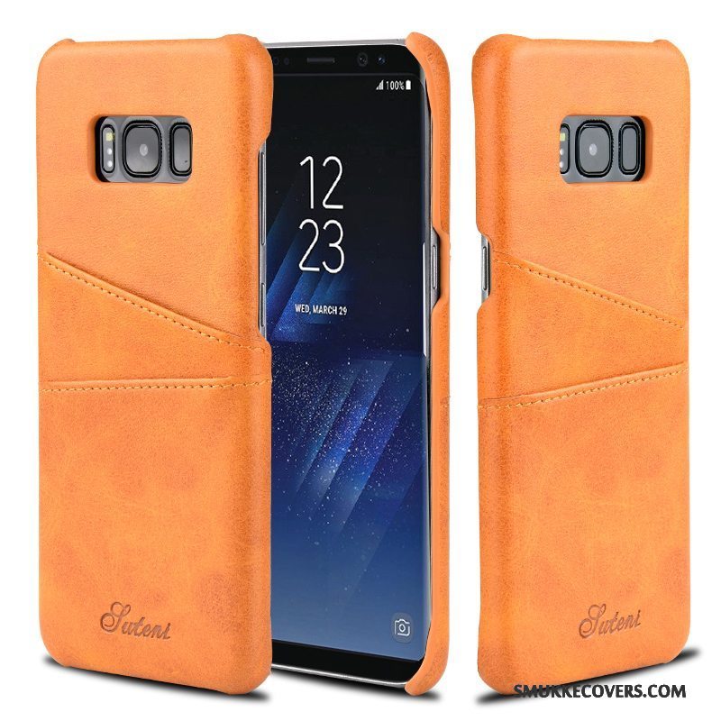 Etui Samsung Galaxy S8+ Læder Kort Business, Cover Samsung Galaxy S8+ Mode Anti-fald Orange