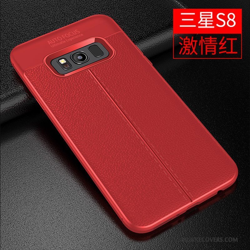 Etui Samsung Galaxy S8 Læder Telefonrød, Cover Samsung Galaxy S8 Blød Mønster Anti-fald