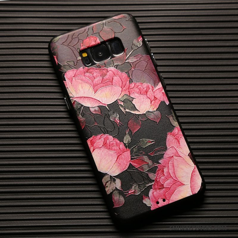 Etui Samsung Galaxy S8 Relief Blomster Telefon, Cover Samsung Galaxy S8 Tasker Rød Hængende Ornamenter