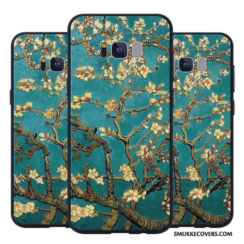 Etui Samsung Galaxy S8 Relief Høj Blå, Cover Samsung Galaxy S8 Silikone Kunst Hængende Ornamenter