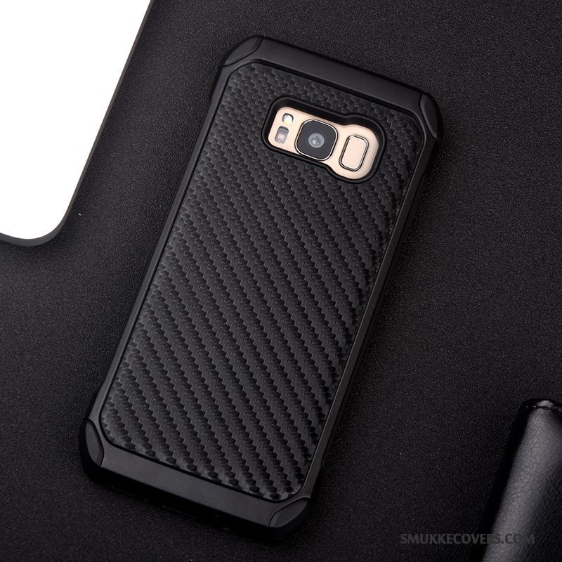 Etui Samsung Galaxy S8+ Silikone Fiber Mønster, Cover Samsung Galaxy S8+ Tasker Sort Skridsikre