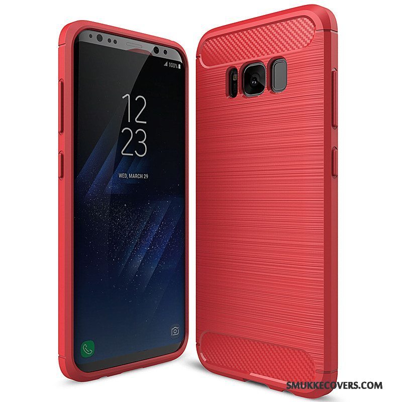 Etui Samsung Galaxy S8+ Silikone Fiber Telefon, Cover Samsung Galaxy S8+ Blød Rød