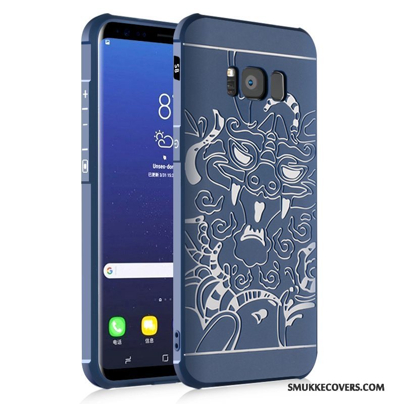 Etui Samsung Galaxy S8 Silikone Mørkeblå Telefon, Cover Samsung Galaxy S8 Beskyttelse Anti-fald Nubuck