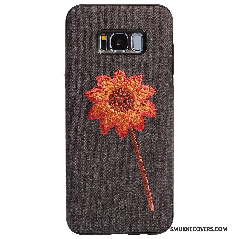 Etui Samsung Galaxy S8 Silikone Telefonanti-fald, Cover Samsung Galaxy S8 Kreativ Broderi Sort