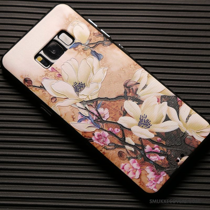 Etui Samsung Galaxy S8+ Tasker Blomster Telefon, Cover Samsung Galaxy S8+ Silikone Khaki Af Personlighed