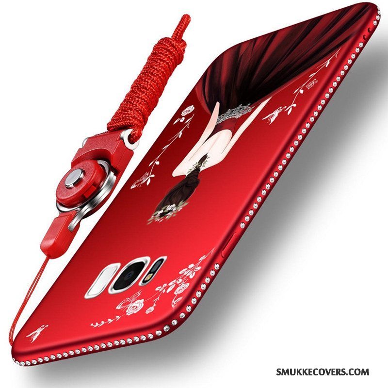 Etui Samsung Galaxy S8 Tasker Rød Telefon, Cover Samsung Galaxy S8 Cartoon Hængende Ornamenter