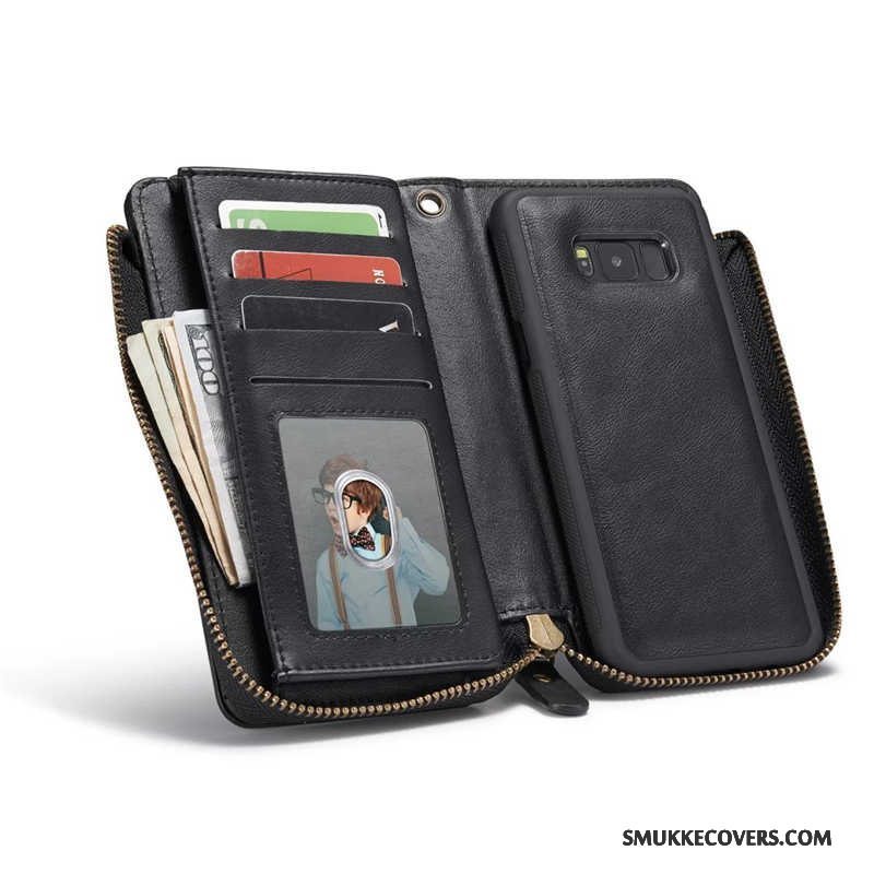 Etui Samsung Galaxy S8 Tasker Telefonsort, Cover Samsung Galaxy S8 Tegnebog