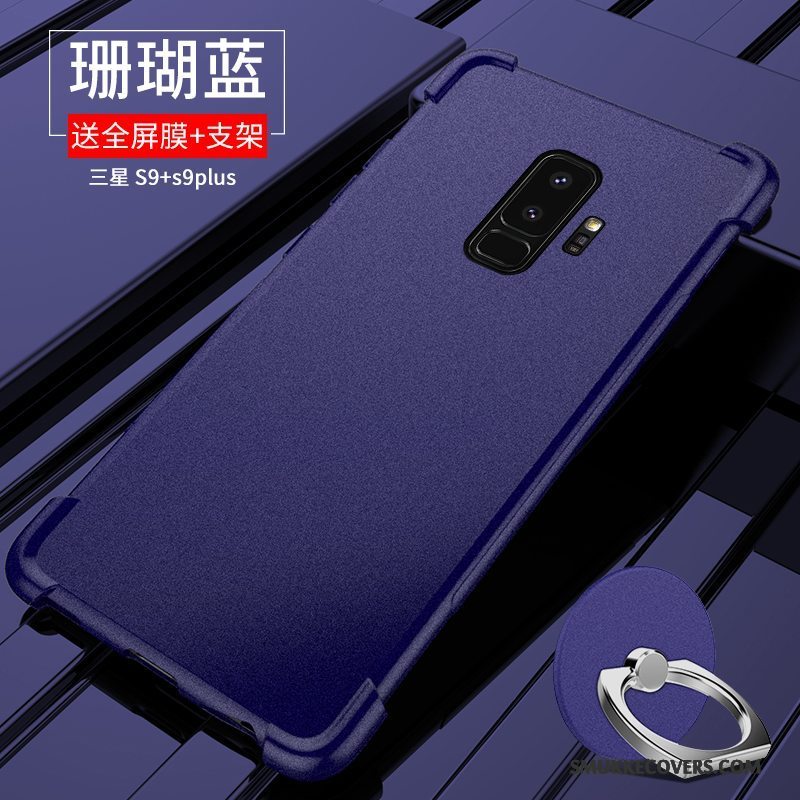 Etui Samsung Galaxy S9+ Beskyttelse Gasbag Mørkeblå, Cover Samsung Galaxy S9+ Tasker Nubuck Telefon