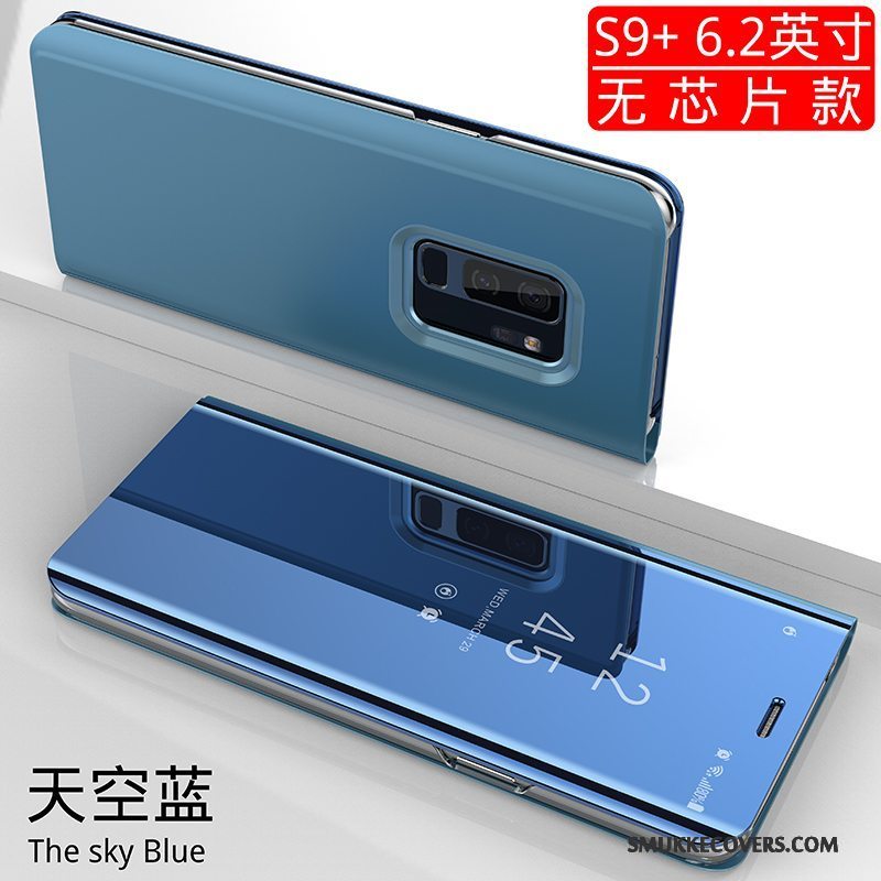 Etui Samsung Galaxy S9+ Beskyttelse Spejl Anti-fald, Cover Samsung Galaxy S9+ Folio Telefonmørkeblå