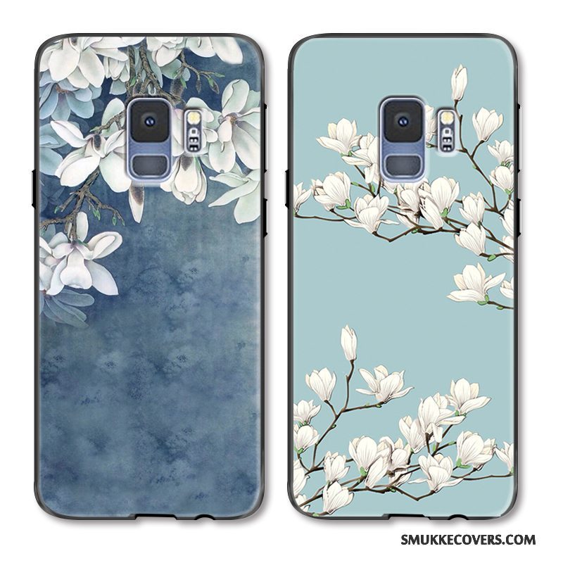 Etui Samsung Galaxy S9 Beskyttelse Telefonblå, Cover Samsung Galaxy S9 Mode Frisk Blomster