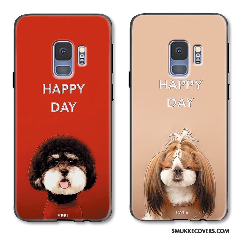 Etui Samsung Galaxy S9 Cartoon Khaki Smuk, Cover Samsung Galaxy S9 Malet Rød Telefon