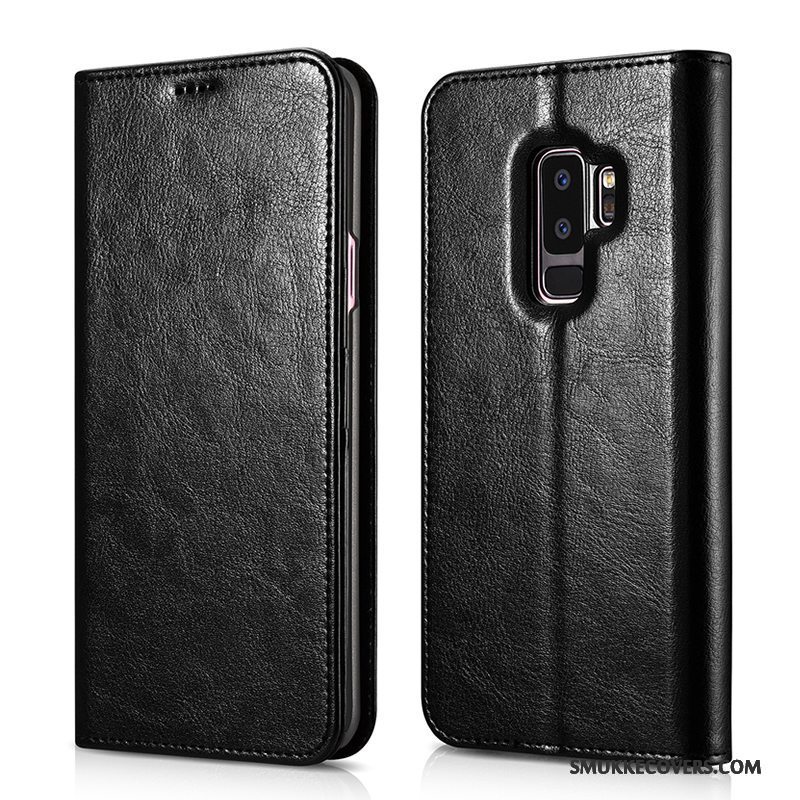 Etui Samsung Galaxy S9+ Folio Anti-fald Sort, Cover Samsung Galaxy S9+ Læder Kort Trend