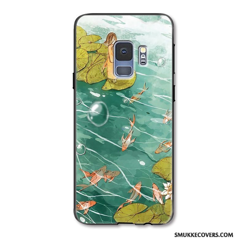 Etui Samsung Galaxy S9 Kreativ Telefongrøn, Cover Samsung Galaxy S9 Relief Anti-fald Nubuck