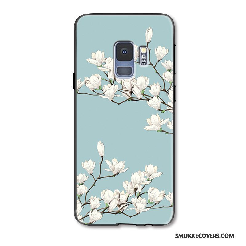 Etui Samsung Galaxy S9 Mode Hængende Ornamenter Blomster, Cover Samsung Galaxy S9 Silikone Kunst Lyseblå