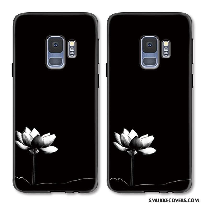 Etui Samsung Galaxy S9 Relief Hvid Simple, Cover Samsung Galaxy S9 Beskyttelse Hængende Ornamenter Linje