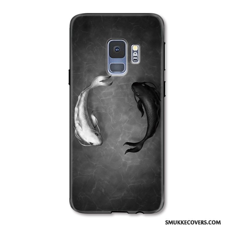 Etui Samsung Galaxy S9 Relief Telefonaf Personlighed, Cover Samsung Galaxy S9 Beskyttelse Kinesisk Stil Sort