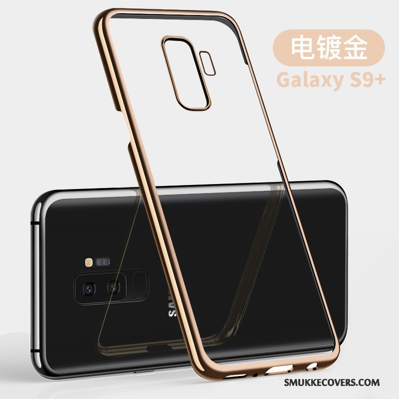 Etui Samsung Galaxy S9+ Tasker Gennemsigtig Telefon, Cover Samsung Galaxy S9+ Beskyttelse Guld Anti-fald