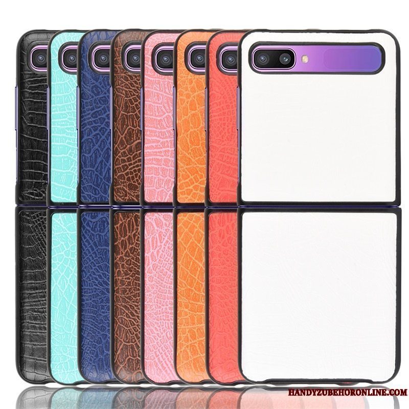 Etui Samsung Z Flip Mode Krokodille Mønster Hvid, Cover Samsung Z Flip Læder Hård Telefon