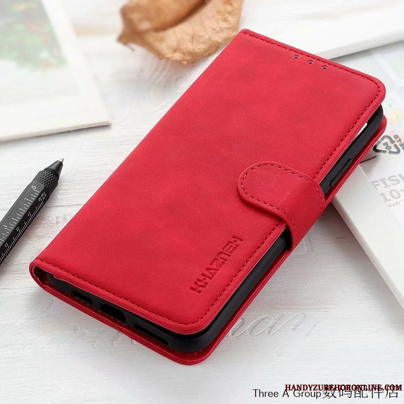 Etui Sony Xperia 1 Ii Læder Kort Nubuck, Cover Sony Xperia 1 Ii Vintage Anti-fald Rød