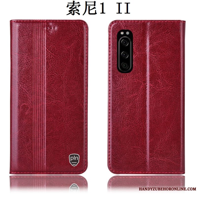 Etui Sony Xperia 1 Ii Læder Telefonrød, Cover Sony Xperia 1 Ii Beskyttelse Anti-fald