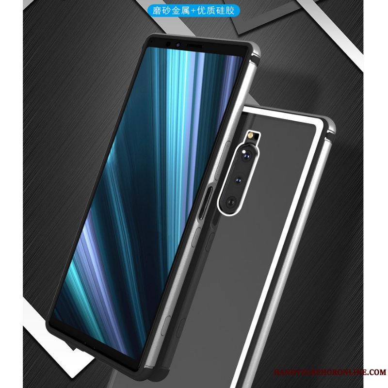 Etui Sony Xperia 1 Metal Gennemsigtig Glas, Cover Sony Xperia 1 Tasker Ramme Trend