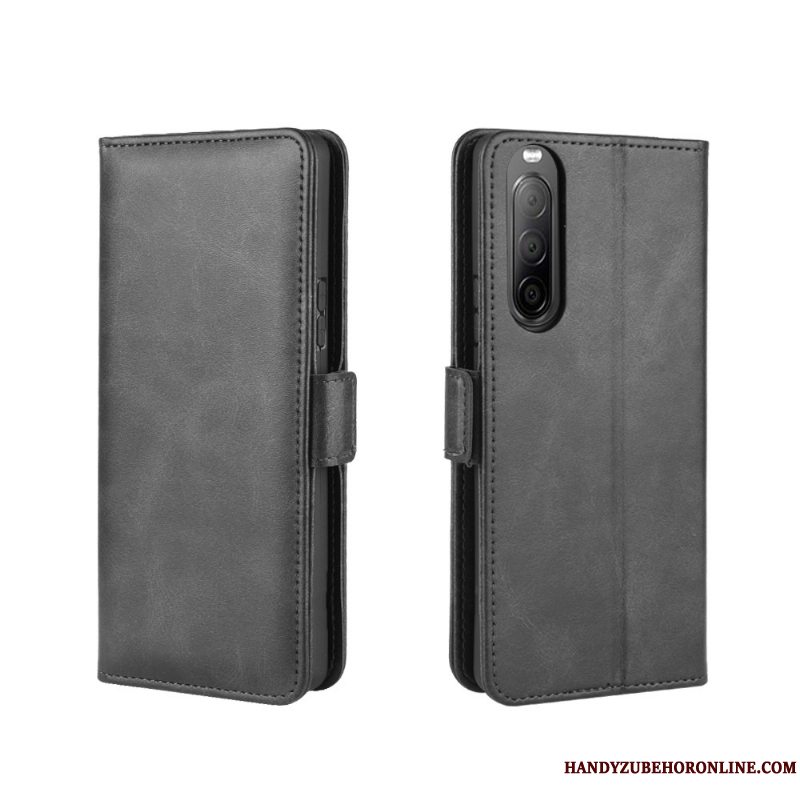 Etui Sony Xperia 10 Ii Beskyttelse Spænde Telefon, Cover Sony Xperia 10 Ii Folio Sort Anti-fald