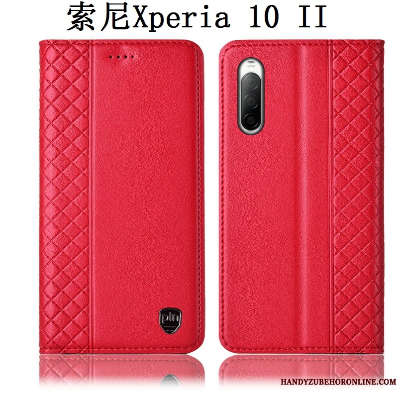 Etui Sony Xperia 10 Ii Folio Rød Anti-fald, Cover Sony Xperia 10 Ii Læder Telefon