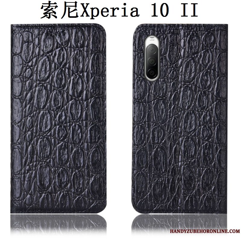 Etui Sony Xperia 10 Ii Læder Telefonsort, Cover Sony Xperia 10 Ii Beskyttelse Anti-fald