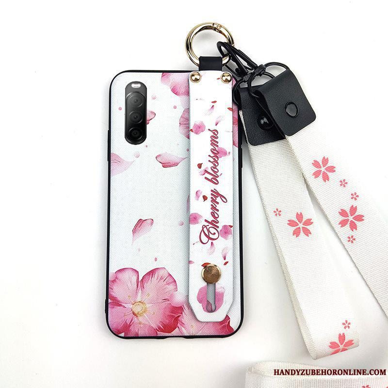 Etui Sony Xperia 10 Ii Support Frisk Blomster, Cover Sony Xperia 10 Ii Blød Hængende Ornamenter Cherry