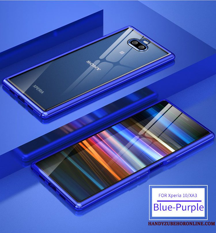 Etui Sony Xperia 10 Metal Ramme Glas, Cover Sony Xperia 10 Silke Telefon