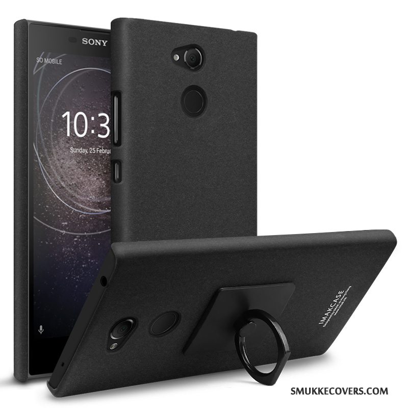 Etui Sony Xperia L2 Kreativ Ring Sort, Cover Sony Xperia L2 Support Nubuck Telefon